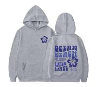 YIzdegg QEEAN Beach Wild 1971 Sweat à capuche imprimé pour enfants/pull décontracté d'hiver pour filles et adolescentes, gris, 13-14 ans
