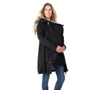 YIzdegg Veste de portage pour maman et bébé - Veste de grossesse chaude avec insert pour bébé - Manteau de grossesse - Col en fourrure - Longueur genou - Avec cordon de serrage réglable - Manteau de