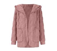 YIzdegg Veste polaire pour femme avec capuche - Veste en peluche pour femme - Manteau d'hiver long ouvert à l'avant - Veste d'hiver chaude - Veste de loisirs surdimensionnée avec poches - Manches