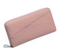 Yizelli Portefeuille en Cuir pour Femme Blocage RFID Long Pochette Porte-cartes Organisateur Fermeture éclair Autour du Sac à Main (Rose Clair)