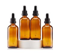 YIZHAO Flacon Compte Gouttes 100ml, Ambré Flacon Huile Essentielle Vide avec Pipette Verre, pour Huile Essentielle, Aromathérapie, Laboratoire, Massage, Cosmétique, Voyage - 4 Pcs
