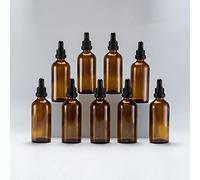 YIZHAO Flacon Compte Gouttes 100ml, Ambré Flacon Huile Essentielle Vide avec Pipette Verre, pour Huile Essentielle, Aromathérapie, Laboratoire, Massage, Cosmétique, Voyage - 9 Pcs