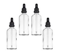 YIZHAO Flacon Compte Gouttes 100ml, Transparent Flacon Huile Essentielle Vide avec Pipette Verre, pour Huile Essentielle, Aromathérapie, Laboratoire, Massage, Cosmétique, Voyage - 4 Pcs