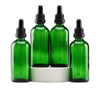 YIZHAO Flacon Compte Gouttes 100ml, Vert Flacon Huile Essentielle Vide avec Pipette Verre, pour Huile Essentielle, Aromathérapie, Laboratoire, Massage, Cosmétique, Voyage - 4 Pcs