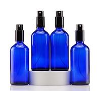 YIZHAO Flacon Spray Vide 100ml, Bleu Bouteille Spray Verre, avec Brouillard de Pulverisateur Fine, pour Huiles Essentielles, Aromathérapie, Parfums, Nettoyage, Voyage, Pharmacie - 4Pcs