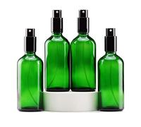 YIZHAO Flacon Spray Vide 100ml, Vert Bouteille Spray Verre, avec Brouillard de Pulverisateur Fine, pour Huiles Essentielles, Aromathérapie, Parfums, Nettoyage, Voyage, Pharmacie - 4Pcs
