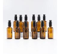YIZHAO Flacon Spray Vide 50ml, Ambré Bouteille Spray Verre, avec Brouillard de Pulverisateur Fine, pour Huiles Essentielles, Aromathérapie, Parfums, Nettoyage, Voyage, Pharmacie - 12Pcs