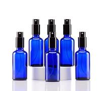 YIZHAO Flacon Spray Vide 50ml, Bleu Bouteille Spray Verre, avec Brouillard de Pulverisateur Fine, pour Huiles Essentielles, Aromathérapie, Parfums, Nettoyage, Voyage, Pharmacie - 6Pcs