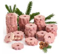 Yizhet Anneaux en Bois de Cèdre, Protection Naturelle Contre Les Mites, Produit 100% Naturel, Motif Fleurs - Lot de 48