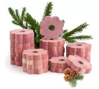 Yizhet Anneaux en Bois de Cèdre, Protection Naturelle Contre Les Mites, Produit 100% Naturel, Motif Fleurs - Lot de 24