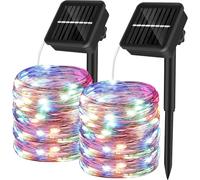 Yizhet Catena Luminosa Solare da Esterno, 15m 150 LED - Luci da Giardino Solari in Filo di Rame, 8 Modalità per Festa, Giardino, Matrimonio (2 Pezzi, Multicolore)