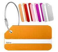 Yizhet Étiquette Bagage, 6 x Etiquette Valise en Alliage d'aluminium avec Cordes en Acier Inoxydable et Porte-nom pour Prévenir la Perte des Sacs et Valises (6 Couleurs)