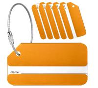 Yizhet Étiquette Bagage 6 x Etiquette Valise en Alliage d'aluminium avec Cordes en Acier Inoxydable et Porte-nom pour Prévenir la Perte des Sacs et Valises (Or)