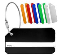 Yizhet Étiquette Bagage, 6 x Etiquette Valise en Alliage d'aluminium avec Cordes en Acier Inoxydable et Porte-nom pour Prévenir la Perte des Sacs et Valises (6 Couleurs)