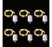 Yizhet Lot de 6 Guirlandes Lumineuses LED Rechargeables avec Minuterie 3M 30LED, Boîtier Piles Amovible, IP65 Étanche pour Intérieur/Extérieur, Noël, Jardin, Mariage (Blanc Chaud)