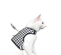 Yizhi Miaow Harnais anti-fugue avec laisse pour chaton, veste de marche réglable, gilet rembourré pour chaton, motif écossais noir