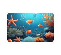 Yizhiyz Coral Fish Tapis sous-marin en terre de diatomée 50 x 80 cm, absorbant, séchage rapide, résistant à l'usure, convient pour salle de bain et cuisine.