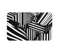 Yizhiyz Tapis de terre de diatomée à lignes géométriques noires et blanches de 50 x 80 cm, absorbant, séchage rapide, résistant à l'usure, adapté pour salle de bain et cuisine.