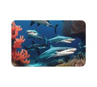 Yizhiyz Tapis de terre de diatomée en corail sous-marin requin 50 x 80 cm, absorbant, séchage rapide, résistant à l'usure, convient pour salle de bain et cuisine.
