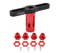 YIZISECCE 4 Set 17MM Hex Nuts Splined Moyeux de Roue pour Traxxas 5353X, pour EREVO Sommet 1/10 RC Voiture, Heavy Duty Roue Adaptateurs, CNC Usiné En Alliage D'aluminium, (Rouge)