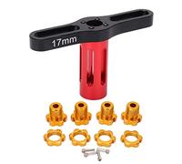 YIZISECCE 4 Set 17MM Hex Nuts Splined Moyeux de Roue pour Traxxas 5353X, pour EREVO Sommet 1/10 RC Voiture, Heavy Duty Roue Adaptateurs, CNC Usiné En Alliage D'aluminium, (Or)