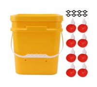 Yizisecce Automatic Chicken Waterer Cup, pour Goose Canard, 12L Gernhed Volor Drink Drink (Seau + Grand Bol Rouge + vis Noires)