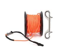 YIZISECCE Bobine de Fil en Plastique de 15m, Double tête, Crochet, marqueur de plongée, bouée, Corde, Guide de Roue, Bobine de Fil (Noir)