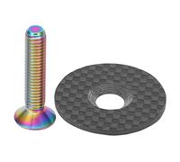 YIZISECCE Capuchon supérieur de casque en fibre de carbone pour vélo, vis en alliage de titane, forte résistance à la compression, étanche, forme ronde, pour fourche de 28,6 mm