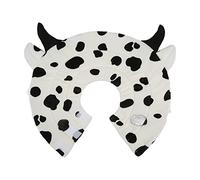 YIZISECCE Chat Elizabeth cône cône dessin animé Motif de vache réglable après un collier de récupération d'intervention pour chiens et chats (M Circumerité du cou 20-26 cm Profondeur 13 cm)