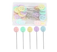 Yizisecce coudre des broches droites, pour la courtepointe et les patchworks, 50pcs colorés de bricolage épingles, outil de couture polyvalent, aiguilles durables et pointues (Bouton)