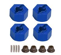 Yizisecce HEX HUBS Wheel Adaptors, pour Traxxas, pour les voitures Slash 1/10 RC, l'aluminium d'usinage CNC, avec 4 broches et 4 écrous, adaptateur Hex Drive Hub (Bleu)