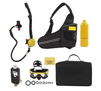 YIZISECCE Mini Scuba Diving Tank, pour Dideep, kit de soupape de décharge de Pression, avec Lunettes de plongée, Sac de Sangle, Adaptateur de Recharge, capacité 1L (Jaune)