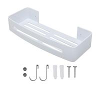 YIZISECCE Mont à Montage de Salle de Bain étagère de Douche de Douche Rack de Bain Espace en Aluminium étagères à Murs flottants Organisateur de Crochets pour la Douche Essentielle (Blanc)