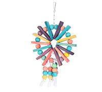 YIZISECCE Perrot Color Block Jouet Oiseau en Bois Mochette de Jeu Suspendu Jouet Swing coloré