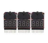 Yizisecce RC Battery Tester pour lipo, alarme basse tension avec buzzer, 3pcs réglé pour les batteries de 1 à 8s, vérificateur accessoire RC essentiel