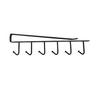 YIZISECCE Support de cuisine à suspendre, pour armoire murale, organisateur de rangement, fer robuste avec 6 crochets, conception durable antirouille, crochets en forme de U pour (Noire)