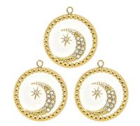 YIZITU 3 colliers élégants tournesols en acier plaqué or pour femme avec carte de tarot émaillée et breloque étoile en demi-lune, taille unique, Comme décrit, Comme décrit