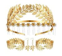 YIZITU Accessoires de costume grecs romains Toga - Déesses grecques - Serre-tête feuille - Manchettes - Boucles d'oreilles - Bijoux de mariée, Serre-tête 6 feuilles SE, taille unique