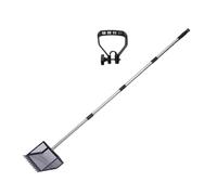 YIZITU Adjustable Stainless Steel Manure Scooper with Ergonomic Grip & Strainer Plate for Poultry Farm Winding Tradition Large Capacity Manures Pendence