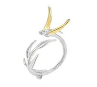 YIZITU Anneaux asymétriques d'hirondelle ouverture réglable en alliage texture convient pour les femmes et les filles tendance accessoires de doigt, taille unique, Comme décrit, Comme décrit.