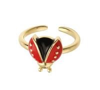 YIZITU Bague réglable en forme de coccinelle avec détails émaillés colorés et légers en cuivre pour femmes et filles, accessoires de mode, bijoux ouverts à six pois, taille unique, Comme décrit, Comme