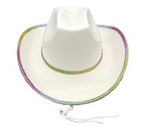YIZITU Bejeweled Chapeau de cowboy pour enterrement de vie de jeune fille Disco Cowboy Disco pour acteur Actrice Boîte de nuit Cowgirl