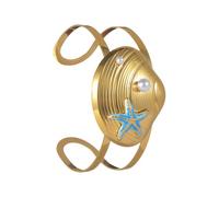 YIZITU Bracelet ouvert en acier inoxydable avec motif étoile de mer et coquillage, accessoire de poignet élégant pour un usage quotidien, bracelet en acier inoxydable inspiré de la marine, taille