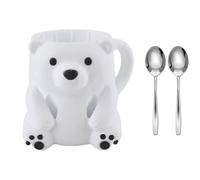 YIZITU Cartoon Animal Dessert Accessories Ergonomic Grip and Double Spoons Secret Drawer Ice Cream Pints Cup Holder Set Plastic Ice Cream Pint Holder