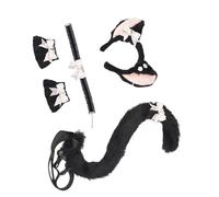 YIZITU Catgirl Accessoires de costume avec oreilles de chat Collier ras du cou en dentelle Poignet Queue pour femme et fille Jeu de rôle