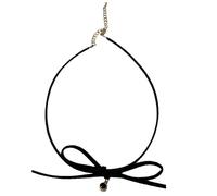 YIZITU Chaîne de clavicule avec nœud pour femmes et filles - Collier de perles en forme d'amour fait à la main - Chaîne réglable - Bijoux avec pendentif d'amour