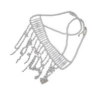 YIZITU Chaîne de poitrine en cristal pour femme avec perles superposées et strass pour fêtes et occasions spéciales