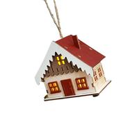 YIZITU Chalet de Noël en bois brillant et chaleureux - Maisons de Noël miniatures avec lumière LED - Décoration saisonnière de bureau