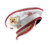 YIZITU Chapeau de capitaine clouté à paillettes pour diverses occasions, Argenté., Taille unique