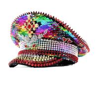 YIZITU Chapeau de capitaine clouté à paillettes pour diverses occasions, coloré, taille unique